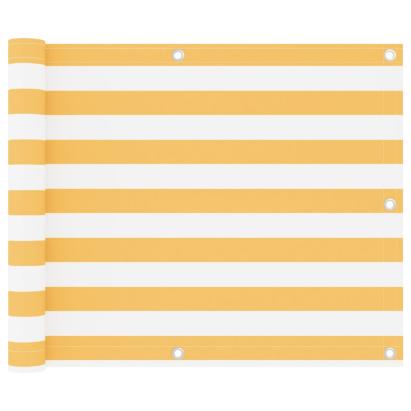 Paravan de balcon, alb și galben, 75 x 400 cm, țesătură oxford GartenMobel Dekor