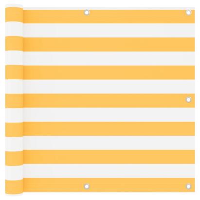 Paravan de balcon, alb și galben, 90 x 400 cm, țesătură oxford GartenMobel Dekor