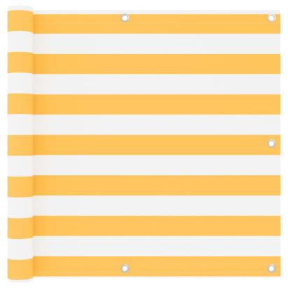 Paravan de balcon, alb și galben, 90 x 600 cm, țesătură oxford GartenMobel Dekor
