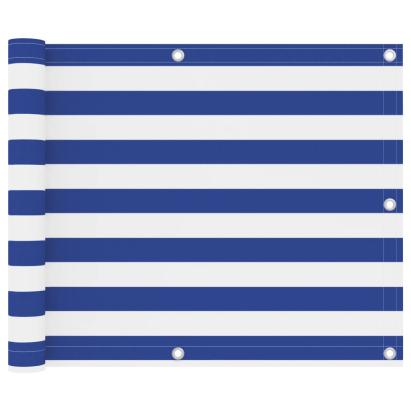 Paravan de balcon, alb și albastru, 75 x 400 cm țesătură oxford GartenMobel Dekor