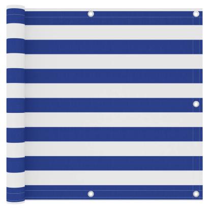 Paravan de balcon, alb și albastru, 90x300 cm, țesătură oxford GartenMobel Dekor