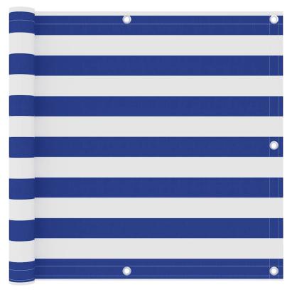 Paravan de balcon, alb și albastru, 90x500 cm, țesătură oxford GartenMobel Dekor