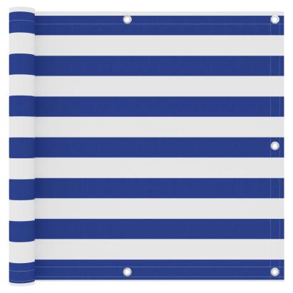 Paravan de balcon, alb și albastru, 90x600 cm, țesătură oxford GartenMobel Dekor