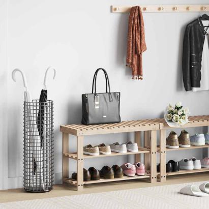 Pantofar 2-în-1 cu bancă, lemn masiv de brad GartenMobel Dekor