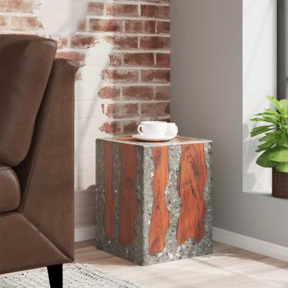 Taburet, lemn de tec masiv și rășină GartenMobel Dekor