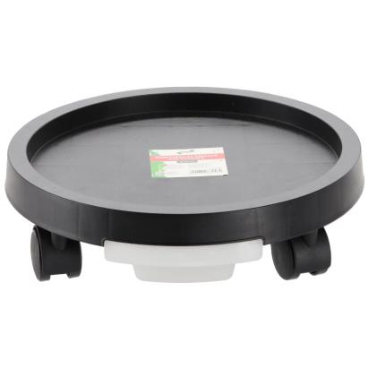 Suport ghiveci rotund cu roti si tava colectare apa, plastic rezistent, 28 cm, negru Household NewTrend