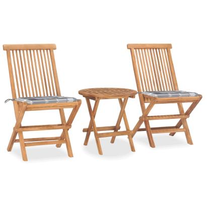 Set mobilier exterior pliabil cu pernă, 3 piese, lemn masiv tec GartenMobel Dekor