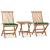 Set mobilier exterior pliabil cu perne, 3 piese, lemn masiv tec GartenMobel Dekor
