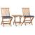 Set mobilier exterior pliabil cu perne, 3 piese, lemn masiv tec GartenMobel Dekor