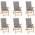 Scaune de grădină cu perne gri, 6 buc., lemn masiv de tec GartenMobel Dekor