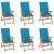 Scaune de grădină cu perne albastre, 6 buc., lemn masiv de tec GartenMobel Dekor