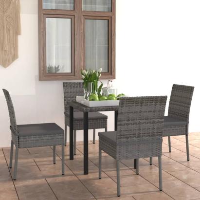 Set mobilier de grădină, 5 piese, gri, poliratan GartenMobel Dekor