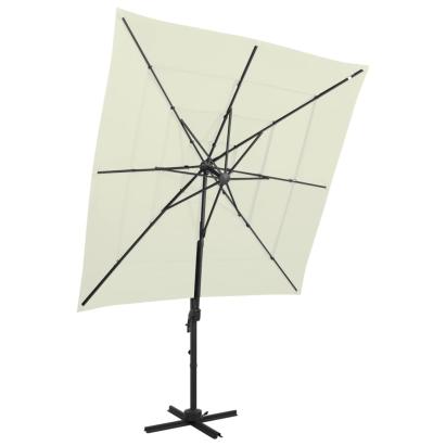Umbrelă de soare 4 niveluri, stâlp aluminiu, nisipiu 250x250 cm GartenMobel Dekor