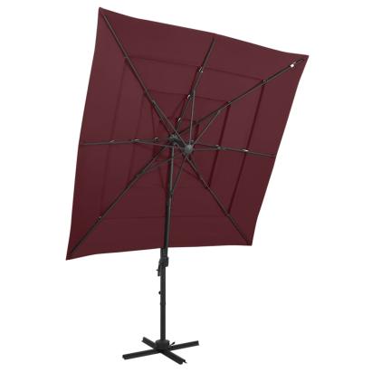 Umbrelă cu 4 niveluri, stâlp aluminiu, roșu bordo, 250x250 cm GartenMobel Dekor