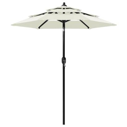 Umbrelă de grădină cu 3 niveluri, stâlp aluminiu, nisipiu, 2 m GartenMobel Dekor