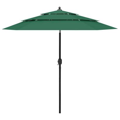 Umbrelă de grădină cu 3 niveluri, stâlp aluminiu, verde, 2,5 m GartenMobel Dekor