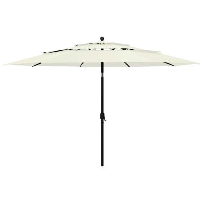 Umbrelă grădină cu 3 niveluri, stâlp aluminiu, nisipiu, 3,5 m GartenMobel Dekor