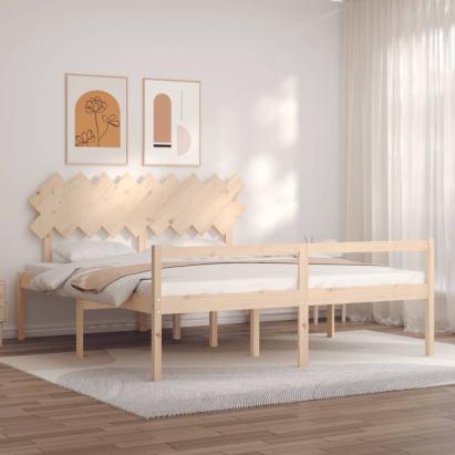 Cadru de pat senior cu tăblie, Super King Size, lemn masiv GartenMobel Dekor