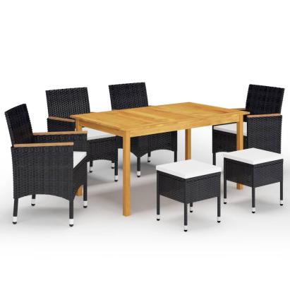 Set mobilier de grădină, 7 piese, negru GartenMobel Dekor