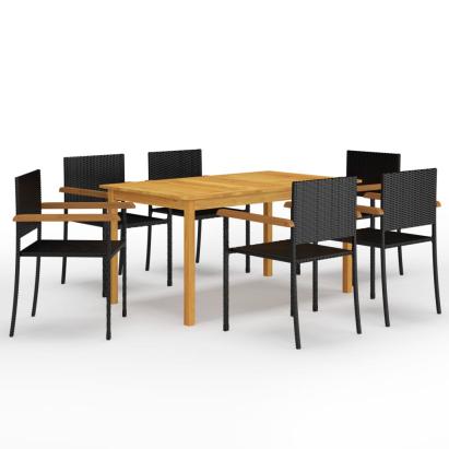 Set mobilier de grădină, 7 piese, negru GartenMobel Dekor