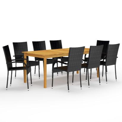 Set mobilier de grădină, 9 piese, negru GartenMobel Dekor