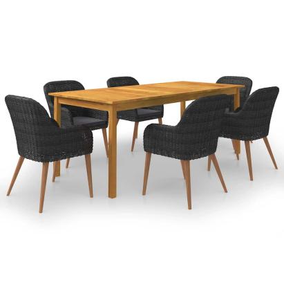 Set mobilier de grădină, 7 piese, negru GartenMobel Dekor