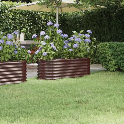 Strat înălțat grădină 114x40x36 cm oțel galvanizat GartenMobel Dekor