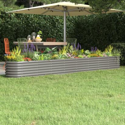 Strat înălțat grădină gri 332x40x36cm oțel galvanizat GartenMobel Dekor