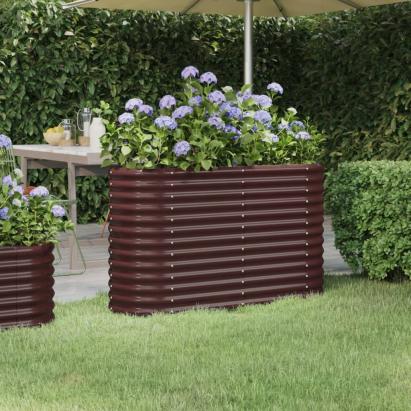 Strat înălțat grădină 114x40x68 cm oțel galvanizat GartenMobel Dekor