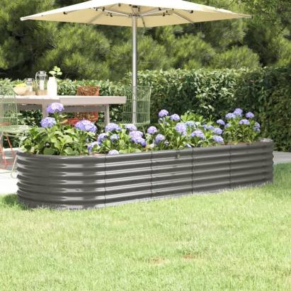 Strat înălțat grădină gri 224x80x36cm oțel galvanizat GartenMobel Dekor