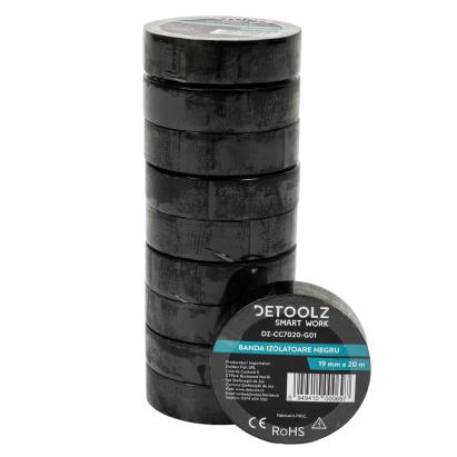 Set 10 benzi izolatoare Detoolz 19 mm x 20 m, negre (G01)