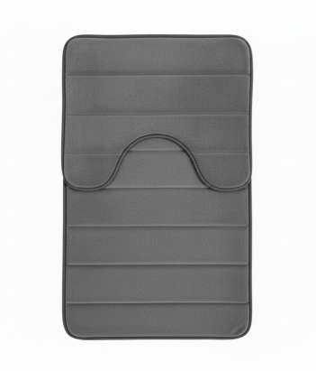 Set 2 covorașe de baie gri, antiderapante și absorbante, 80x50/50x40 cm