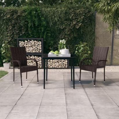 Set mobilier de grădină, 3 piese, maro și negru GartenMobel Dekor