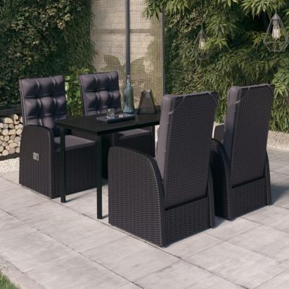 Set masă pentru grădină, 5 piese, cu perne, negru GartenMobel Dekor