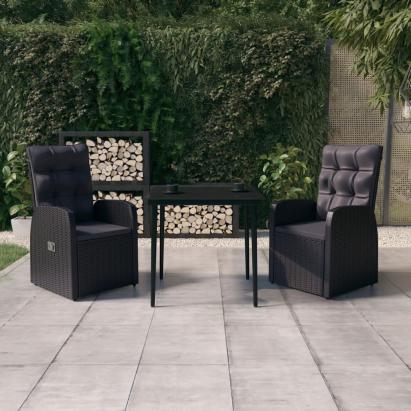 Set mobilier de grădină cu perne, 3 piese, negru GartenMobel Dekor
