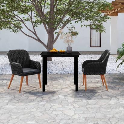 Set mobilier de grădină cu perne, 3 piese, negru GartenMobel Dekor