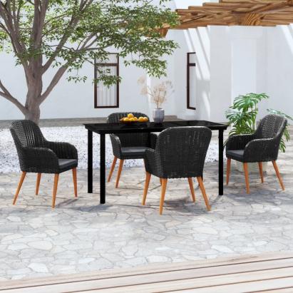 Set masă pentru grădină, 5 piese, cu perne, negru GartenMobel Dekor