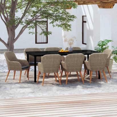Set mobilier de grădină cu perne, 9 piese, maro GartenMobel Dekor