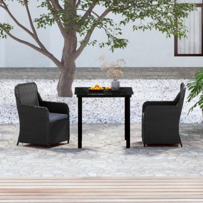 Set mobilier de grădină cu perne, 3 piese, negru GartenMobel Dekor