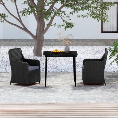 Set mobilier de grădină cu perne, 3 piese, negru GartenMobel Dekor