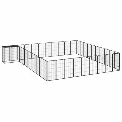 Țarc câini 42 panouri negru 50x100 cm oțel vopsit electrostatic GartenMobel Dekor