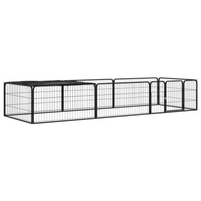 Țarc câini 8 panouri negru 100x50 cm, oțel vopsit electrostatic GartenMobel Dekor