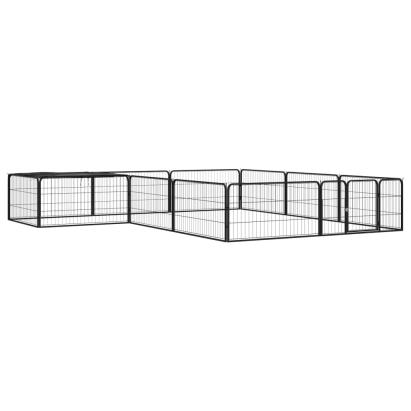 Țarc câini 12 panouri negru 100x50 cm oțel vopsit electrostatic GartenMobel Dekor