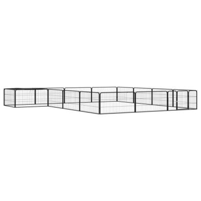 Țarc câini 16 panouri negru 100x50 cm oțel vopsit electrostatic GartenMobel Dekor
