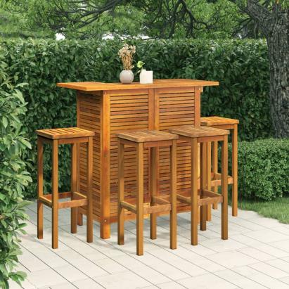 Set mobilier de bar de grădină, 5 piese, lemn masiv de acacia GartenMobel Dekor