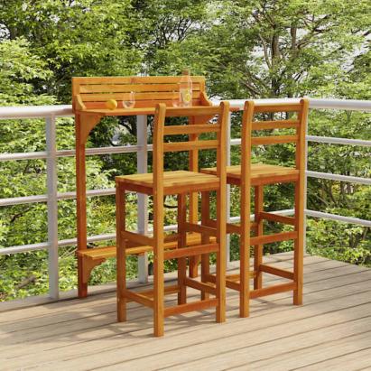 Set mobilier de bar de grădină, 3 piese, lemn masiv de acacia GartenMobel Dekor