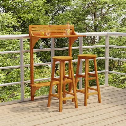 Set mobilier de bar de balcon, 3 piese, lemn masiv de acacia GartenMobel Dekor