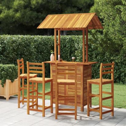 Set mobilier de bar de grădină, 5 piese, lemn masiv de acacia GartenMobel Dekor