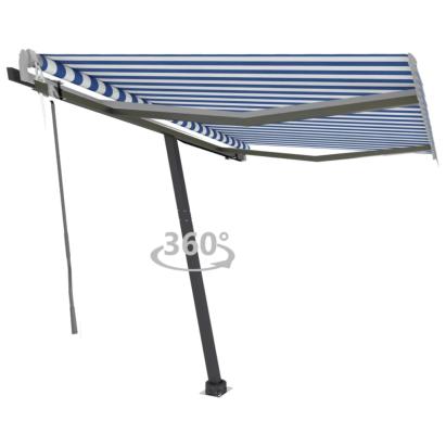 Copertină autonomă retractabilă automat albastru&alb 300x250 cm GartenMobel Dekor