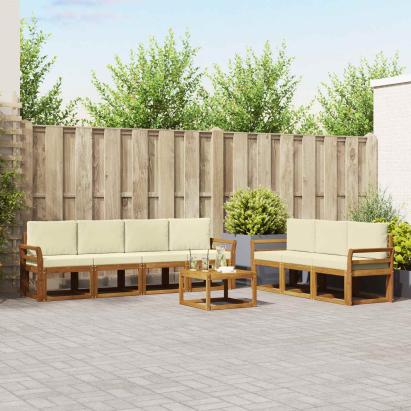 Set de canapele de exterior cu pernă 8 pcs Natural și Crem GartenMobel Dekor